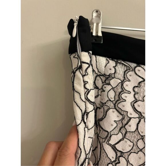 Zara Basic Lace Overlay Wide-Leg Cropped Pants Medium Floral - Picture 7 of 11